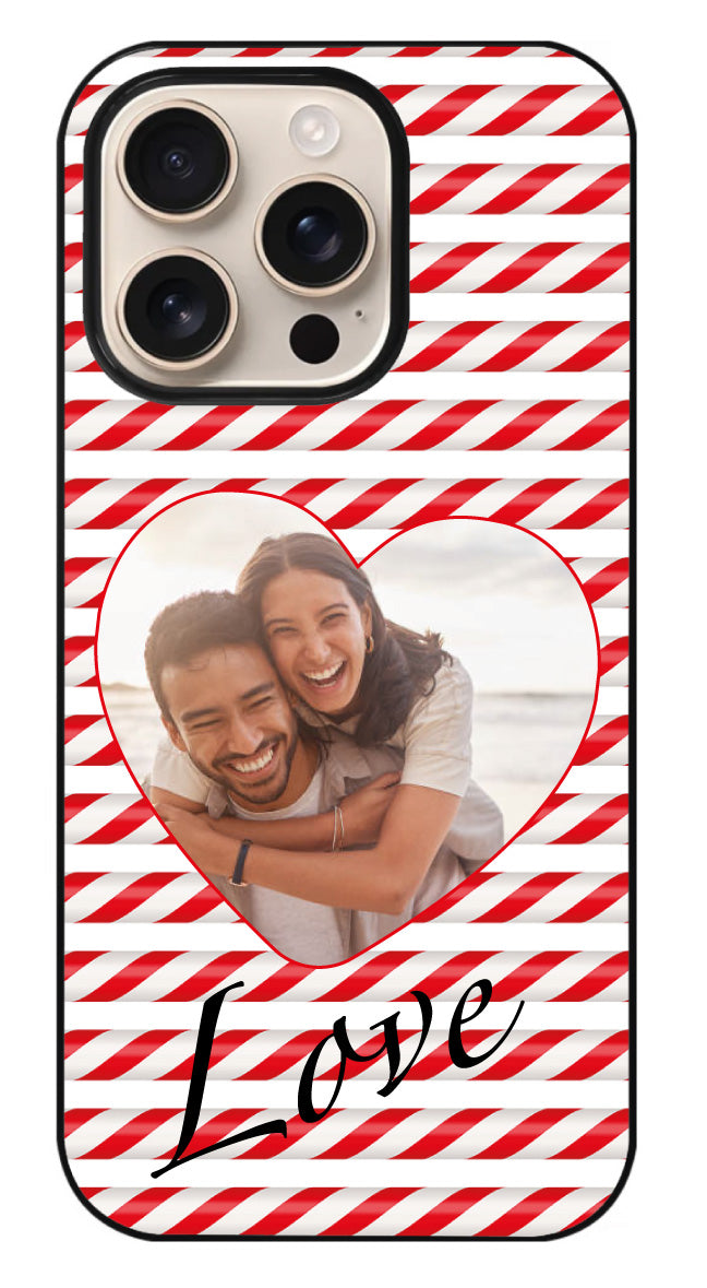 Coque photo dans coeur fond pailles à personnaliser