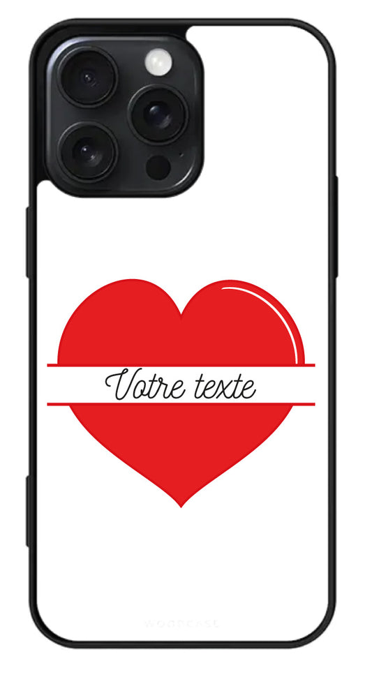 Coque coeur texte à personnaliser