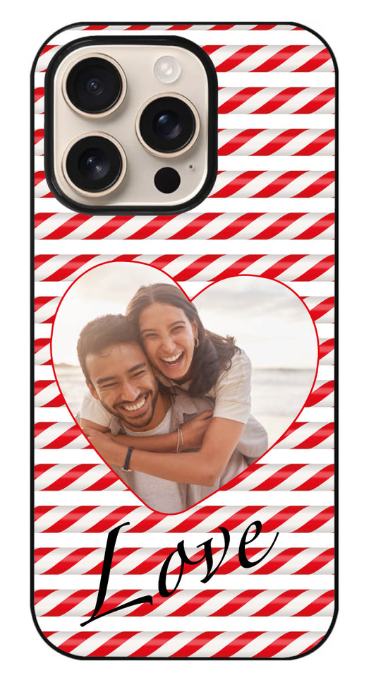 Coque photo dans coeur fond pailles à personnaliser